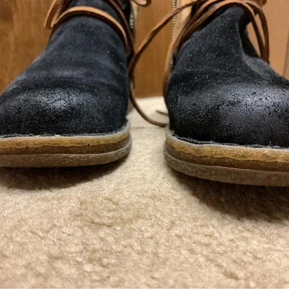 Born Black Suede Ankle Boots with Brown Laces - Picture 3 of 10